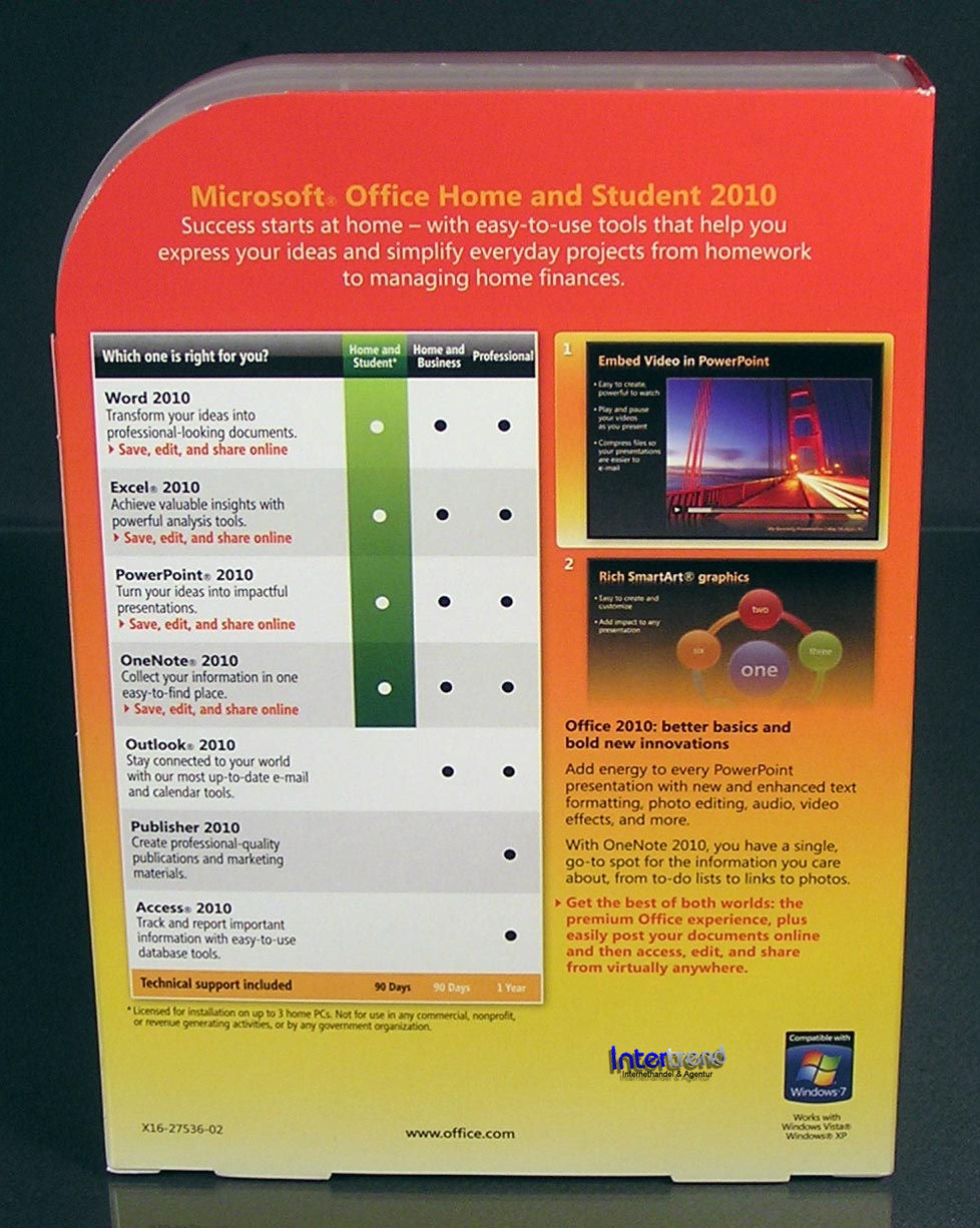 Microsoft Office Home and Student 2010 Englisch Vollversion 3 PC Box